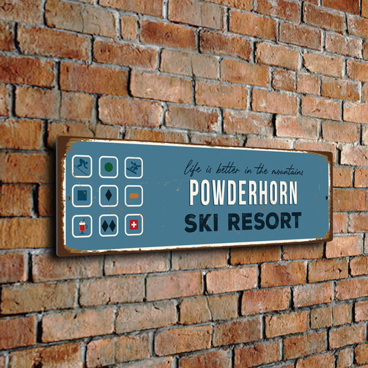 Shop Powderhorn Ski Resort Vintage Style Sign - Ski Lodge Decor CMSUSSKI196