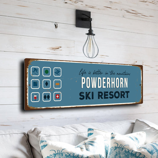Shop Powderhorn Ski Resort Vintage Style Sign - Ski Lodge Decor CMSUSSKI196
